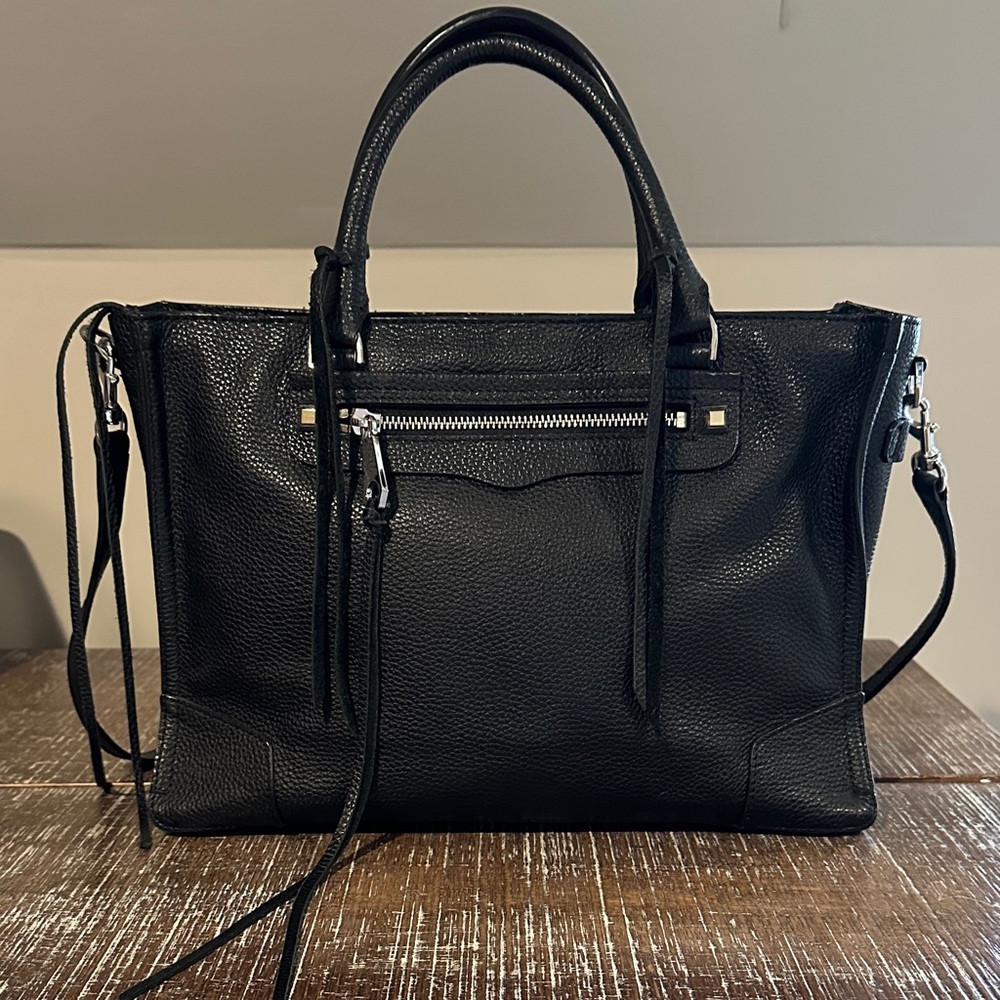 Rebecca Minkoff Regan Satchel Bag ~ Black Pebbled Leather